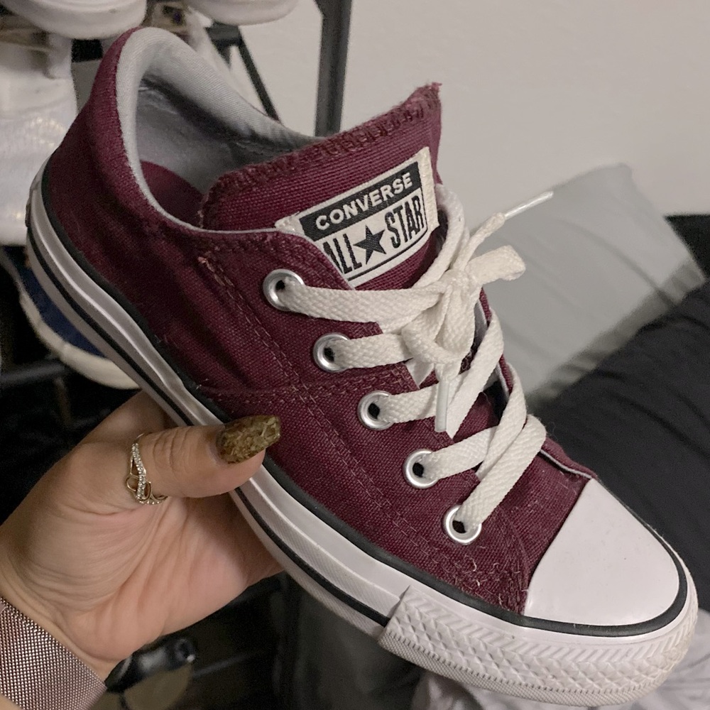 Burgundy low cut converses